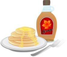 Clipart of pancakes on a plate with sauce