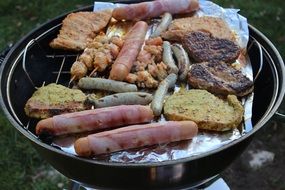 barbecue steaks and sausages