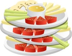 snacks on dishes in pile