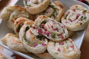 puff pastry snails with bacon