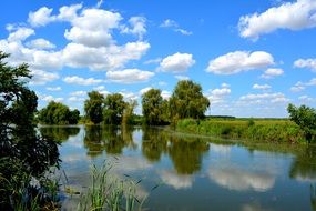 sky reflection in the lake water