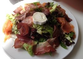 light salad with meat and lettuce