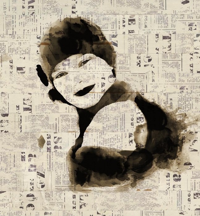 photo of young woman on old paper