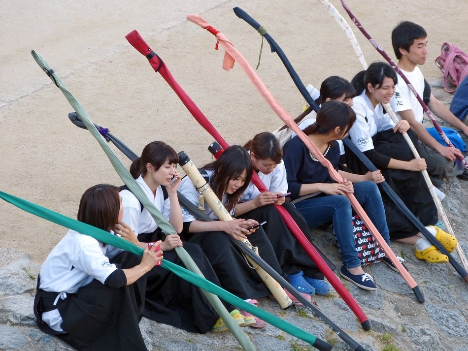 Sitting japanese students