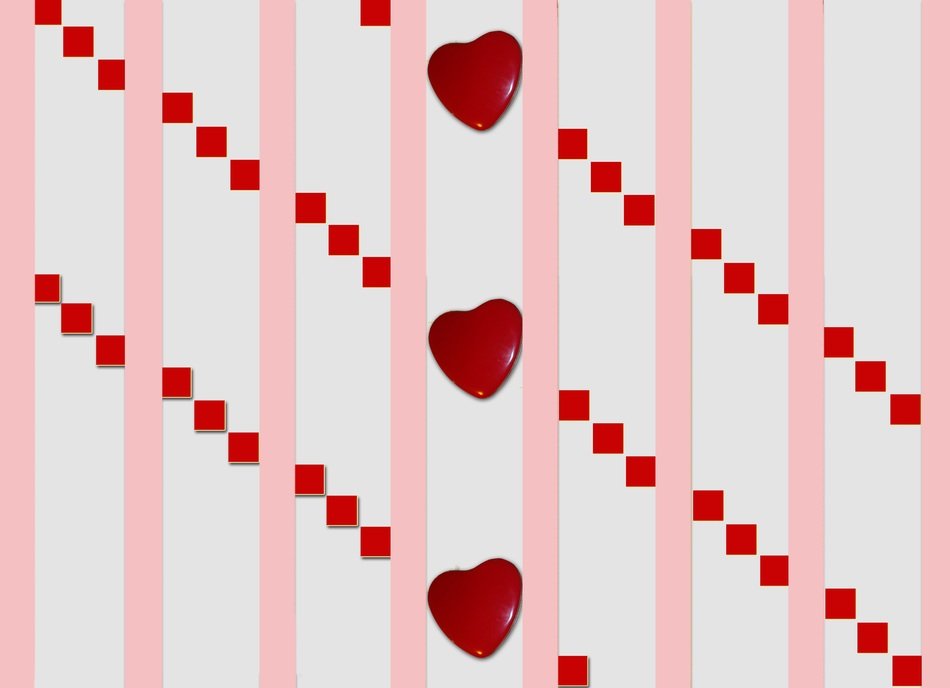 Beautiful card decoration with the red hearts