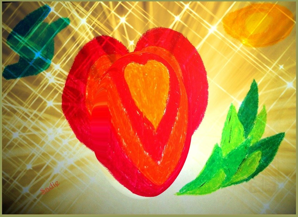 heart and green plant drawing