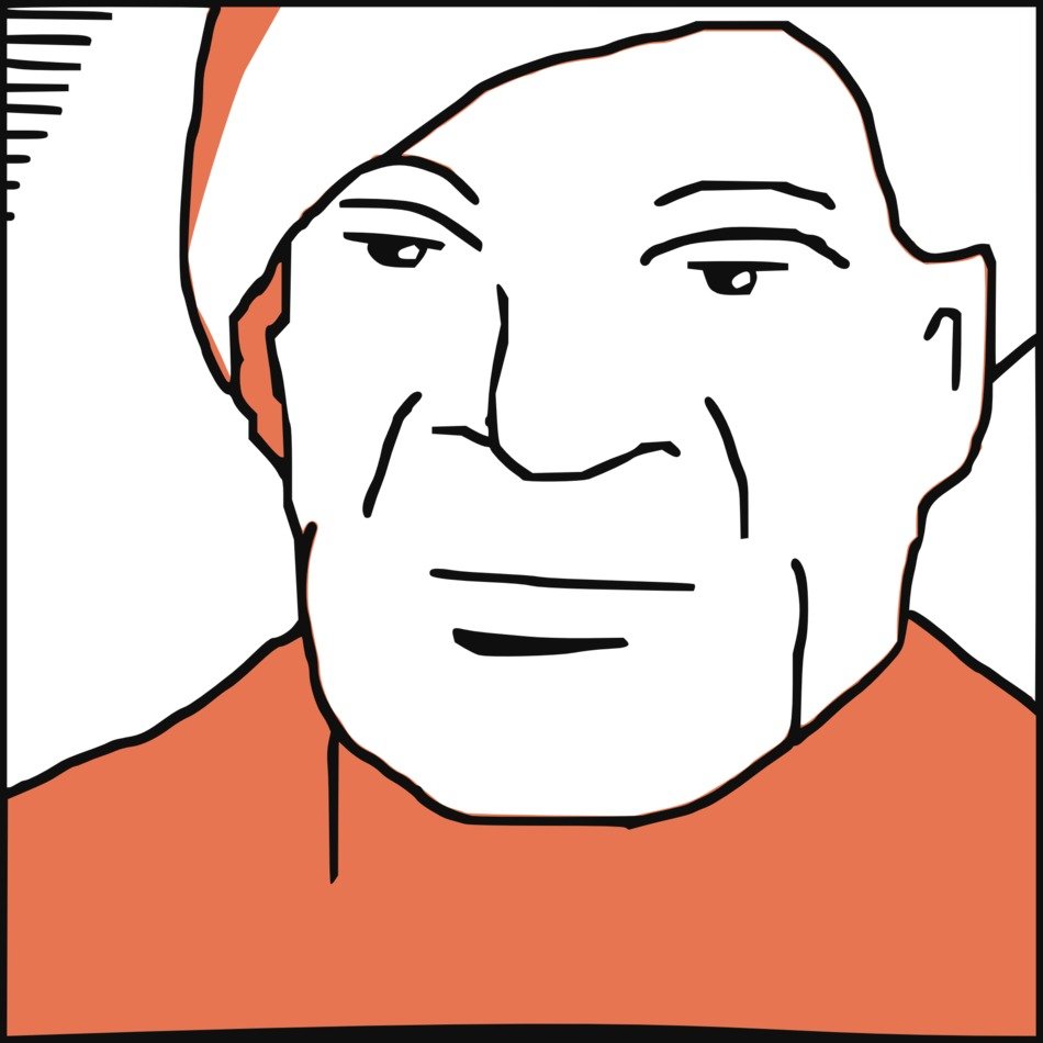 drawn man without emotion