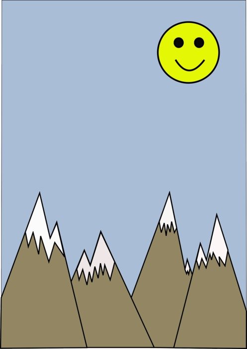 Picture of smiley over the mountains