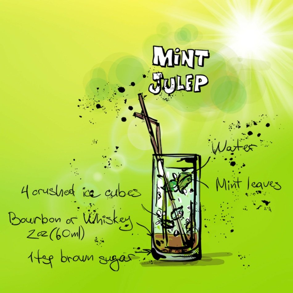 mint julep cocktail drink alcohol drawing