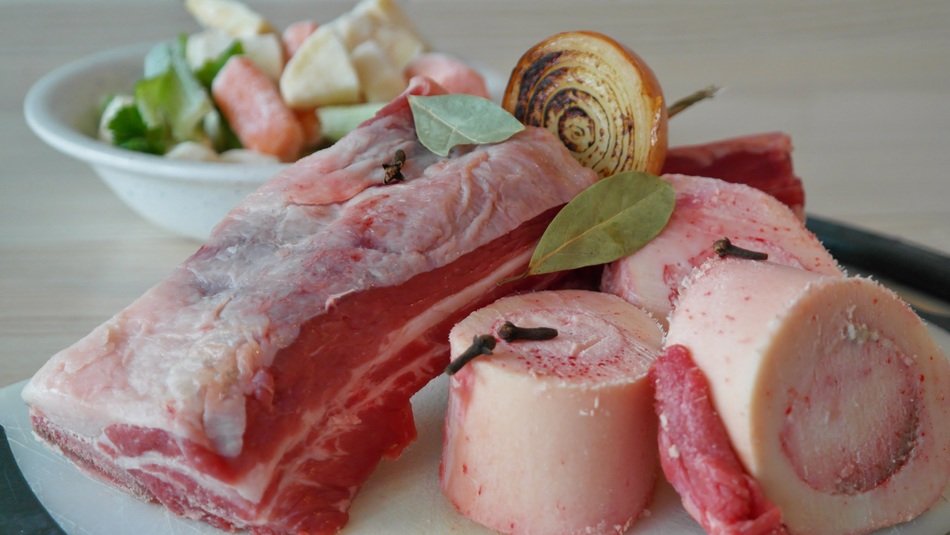 raw frozen meat and bones