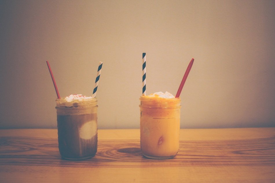 milkshake and smoothie on the table