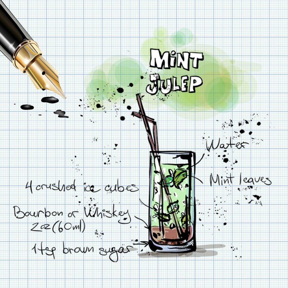 appearance and composition of the coctail Mint Julep
