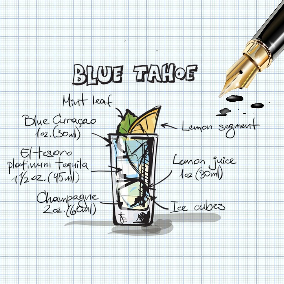 appearance and composition of the coctail Blue Tahoe