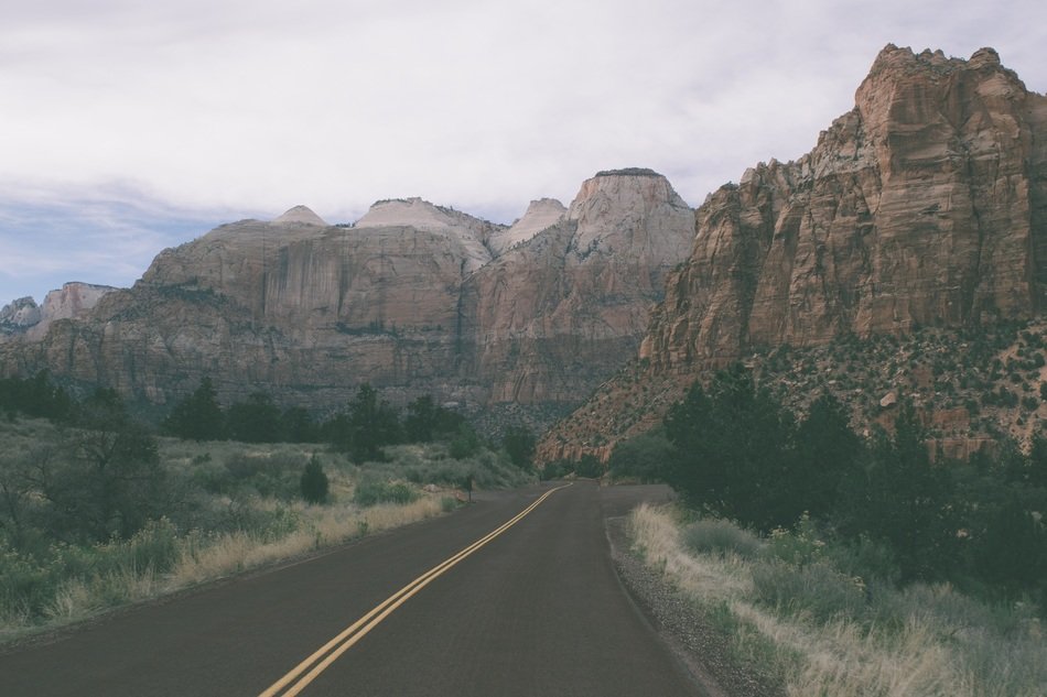 road runs up the rocks