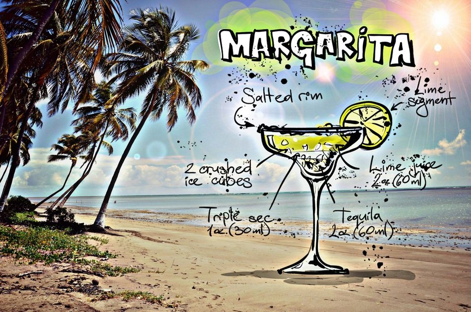summer colors of the cocktail Margarita