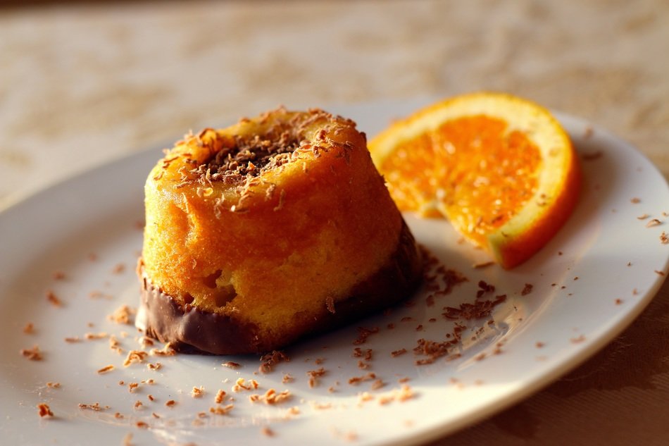 soft juicy cake with orange