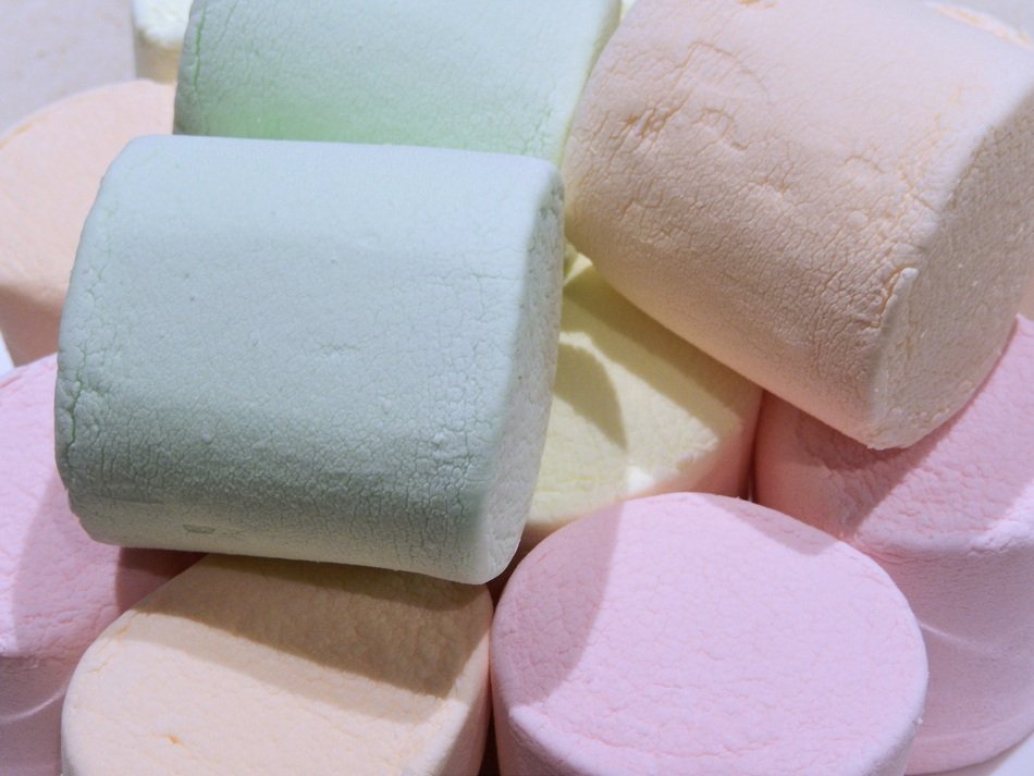 Closeup photo of Colourful marshmallows