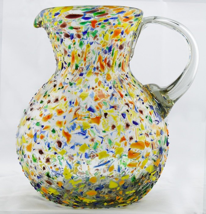 colorful glass pitcher
