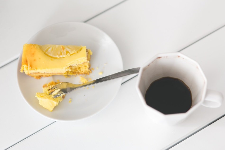 cheesecake and coffe for breakfast
