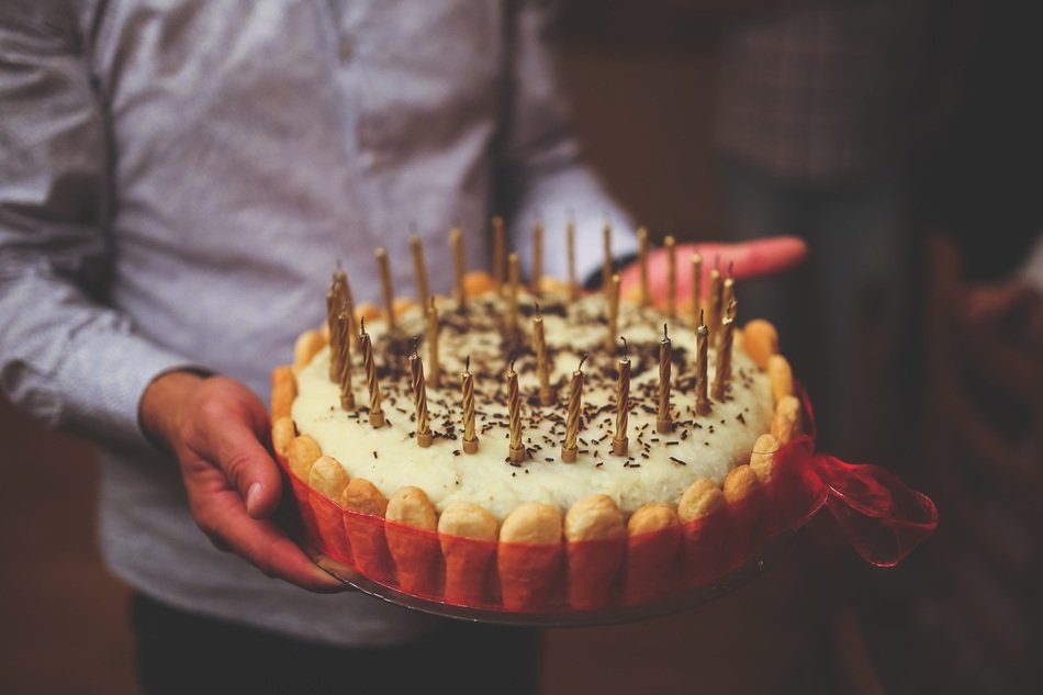birthday cake in the hands