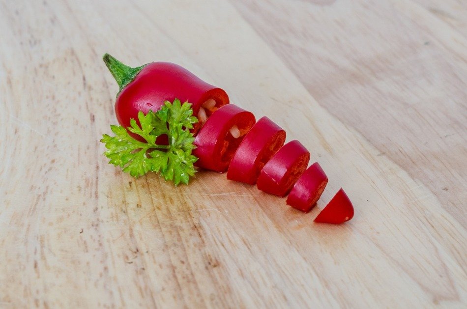 Red chili pepper on the table