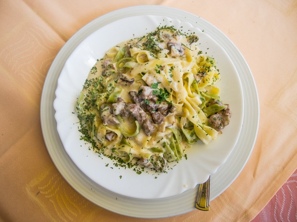 italian pasta on the plate on the table