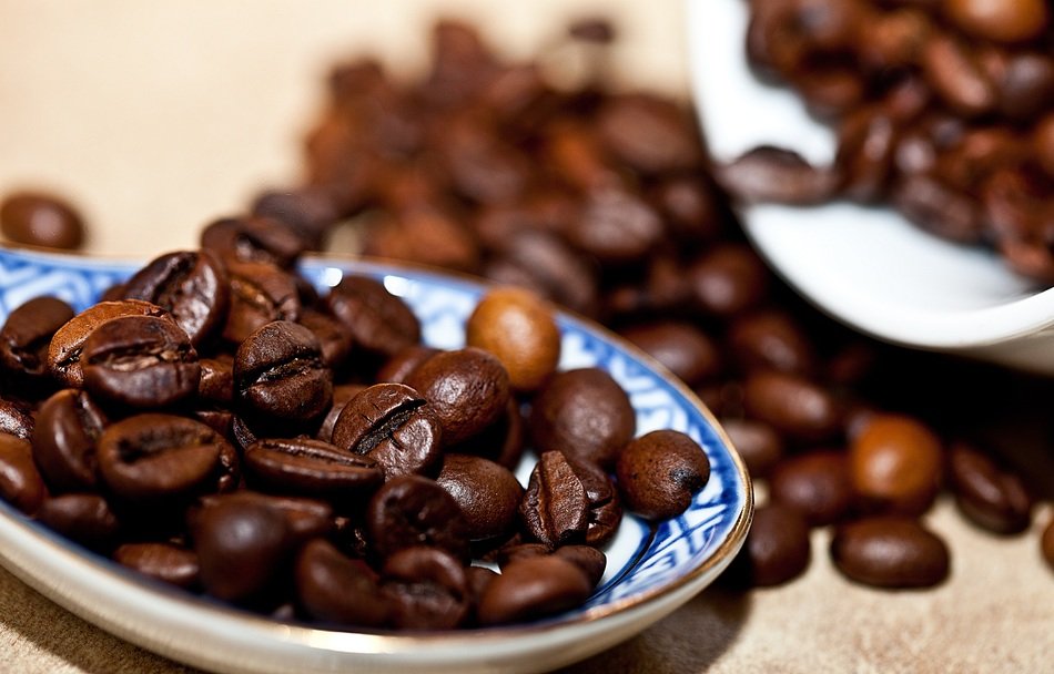 coffee beans on a saucer