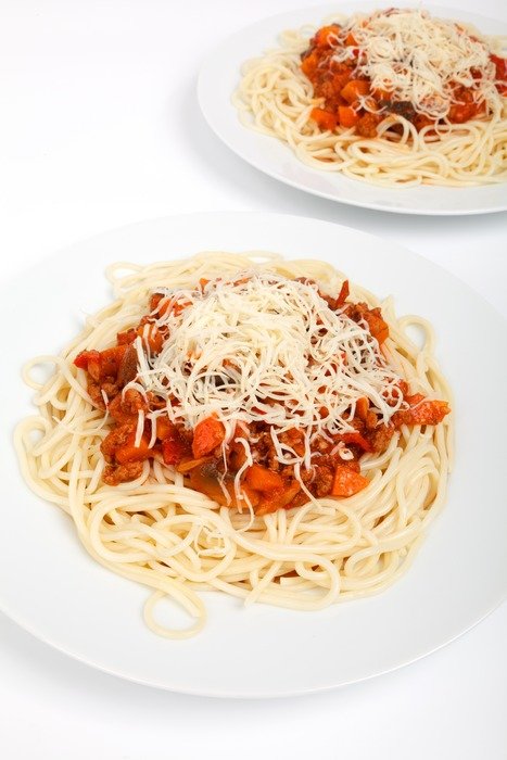 tasty spaghetti with tomato and cheese