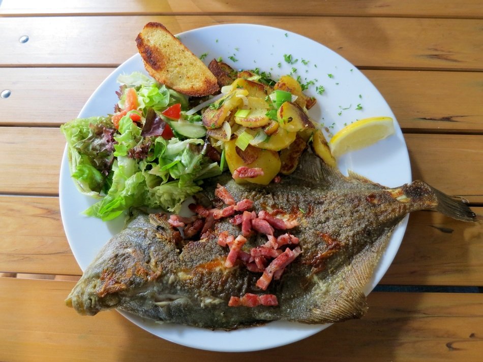 lunch with fish and fried potato