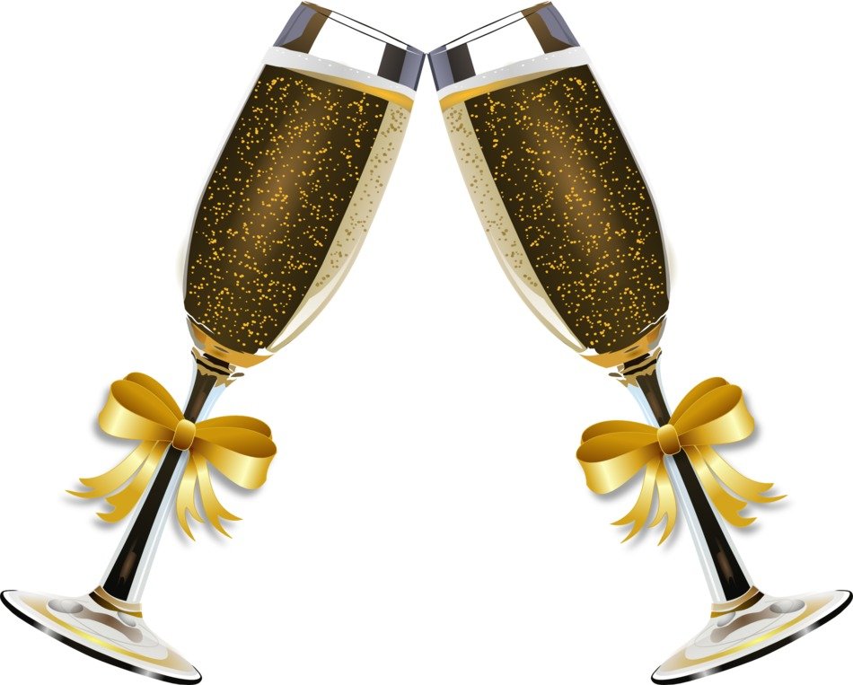 glasses with champagne and gold bows