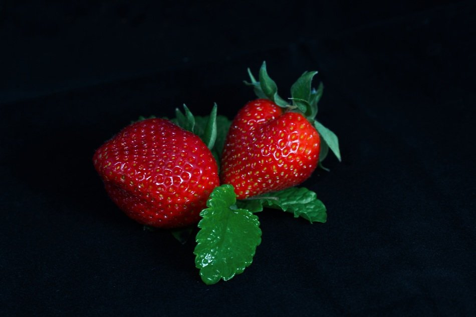 two juicy strawberries