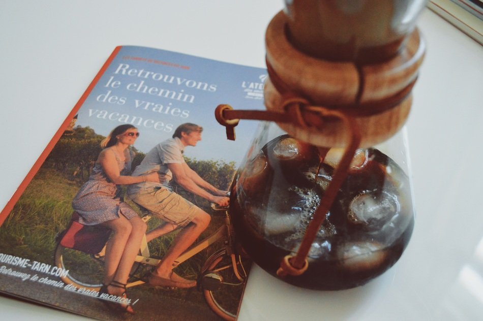 drink with ice on book