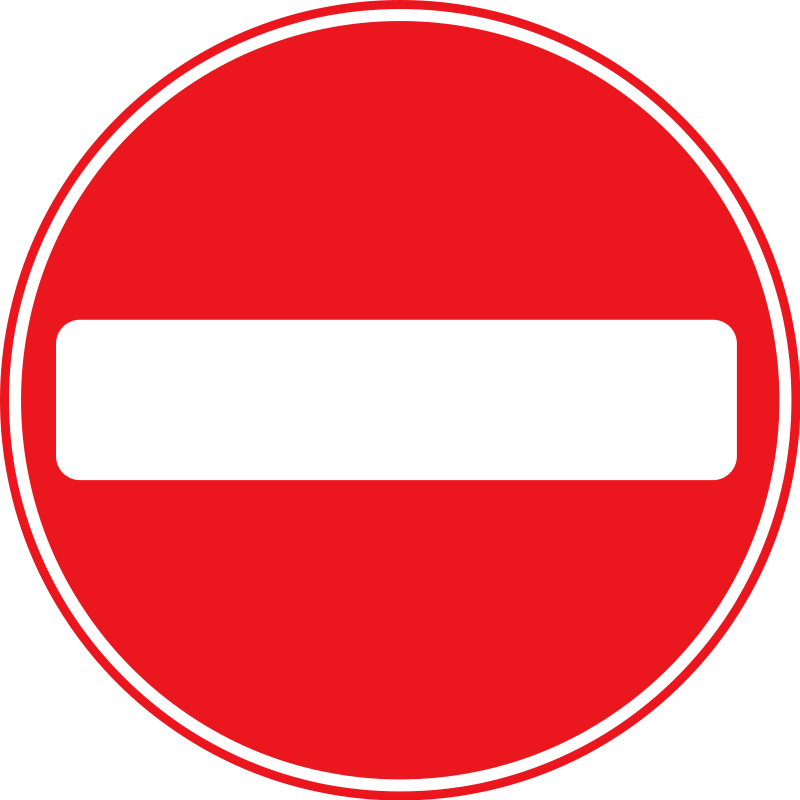 No Entry red white sign drawing free image download