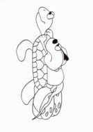 cartoon dog rides a turtle