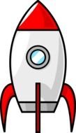 red and white Cartoon Rocket Ship drawing