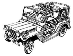 Black and white drawing of the military car clipart