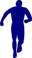 blue silhouette of a running man