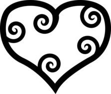 Valentine black Heart Clip Art darwing