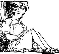little girl with a book in graphic presentation