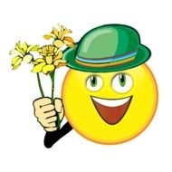smiley with a bouquet of flowers as a graphic illustration