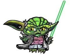Colorful drawing of green Yoda clipart