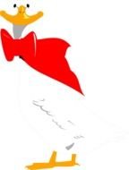 cartoon goose with red bow