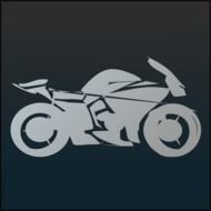 gray silhouette of a motorcycle on a black background