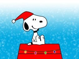 dog snoopy in santa claus hat