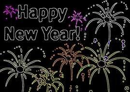 Happy New Year poster card drawing