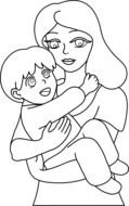 Mother And Child Line Art Free Clip 940x1507png