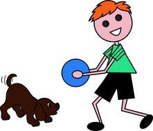 Cartoon Little Boy Playing With A Red Ball