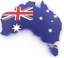 Australia Map With Flag drawing