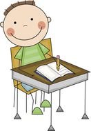 cartoon Boy Working At Desk