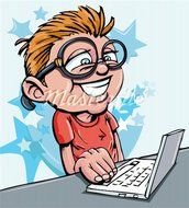 Cartoon Man Working On Computer N6
